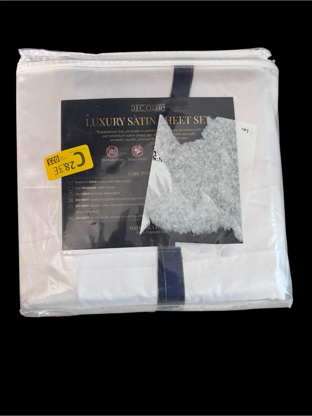 Luxury Satin Sheet Set - White (King, 4pc)